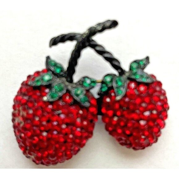 Weiss Strawberry Lapel Brooch Pin Vintage - Picture 3 of 12